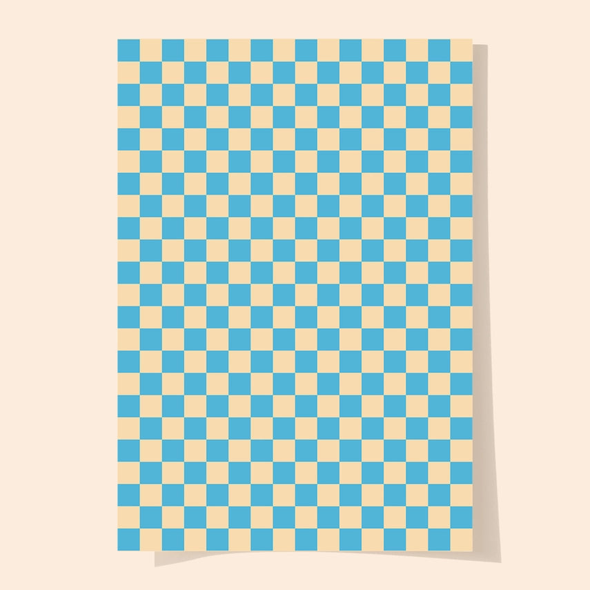 Gavin's Coastal Blue Checkered Charm Gift Wrap | Single Sheet