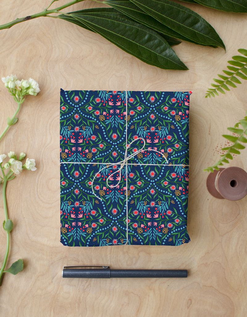 Theresa's Midnight Merriment Gift Wrap | Roll of 3 Pre-cut Sheets