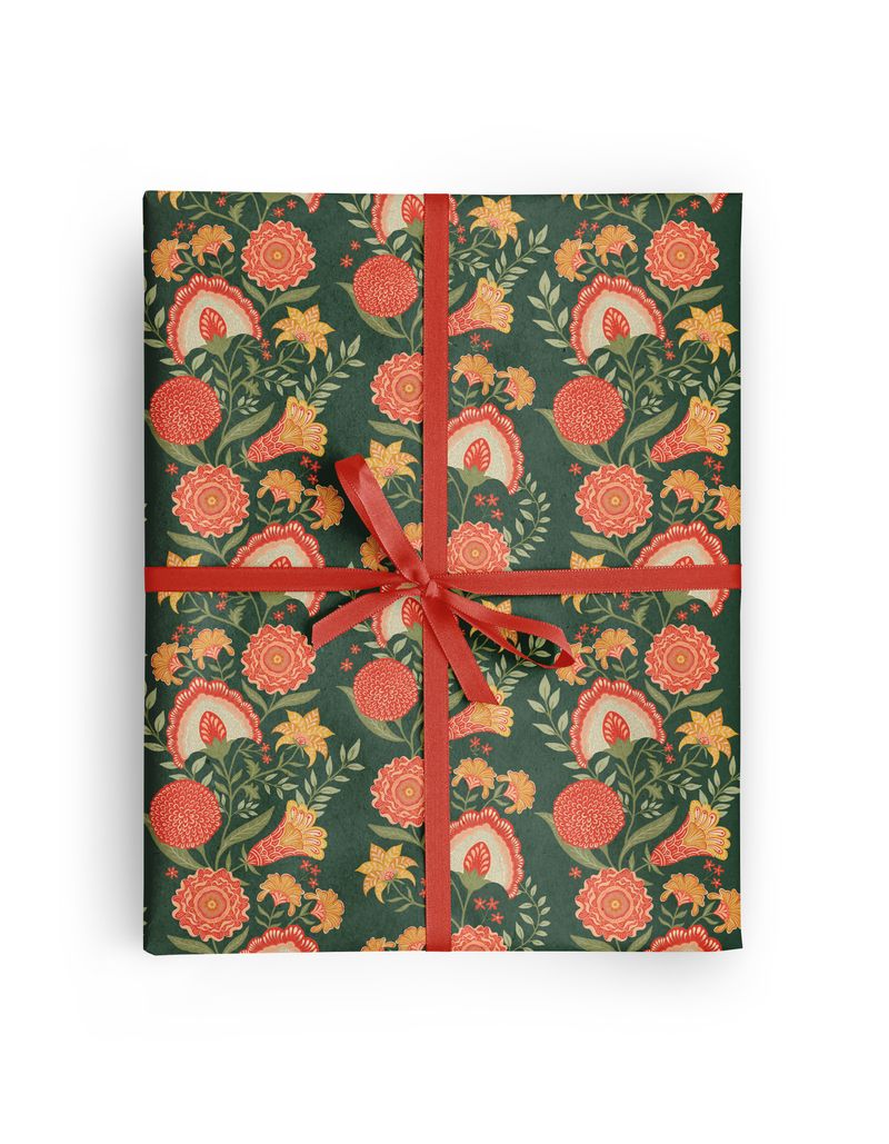 Mae's Majestic Blooms Gift Wrap | Roll of 3 Pre-cut Sheets