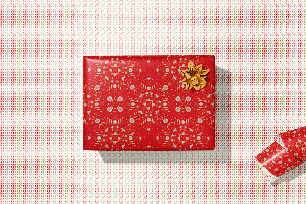 Erika's Peppermint Petals Double-Sided Gift Wrap | Roll of 3 Pre-cut Sheets