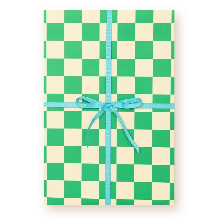Devin's Dapper Green Checks Gift Wrap | Single Sheet