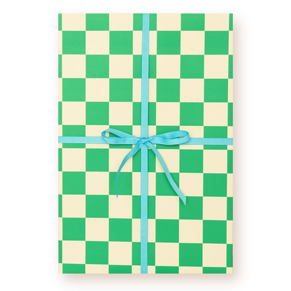 Devin's Dapper Green Checks Gift Wrap | Single Sheet