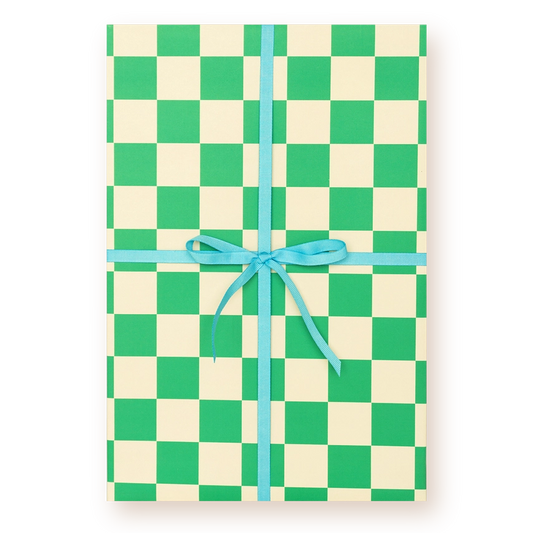 Devin's Dapper Green Checks Gift Wrap | Single Sheet