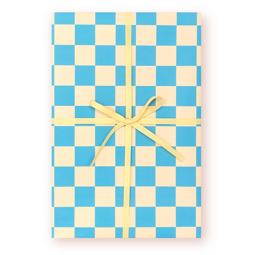 Gavin's Coastal Blue Checkered Charm Gift Wrap | Single Sheet