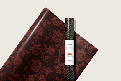 Christina's Burgundy Blooms Double-Sided Gift Wrap | Roll of 3 Pre-cut Sheets