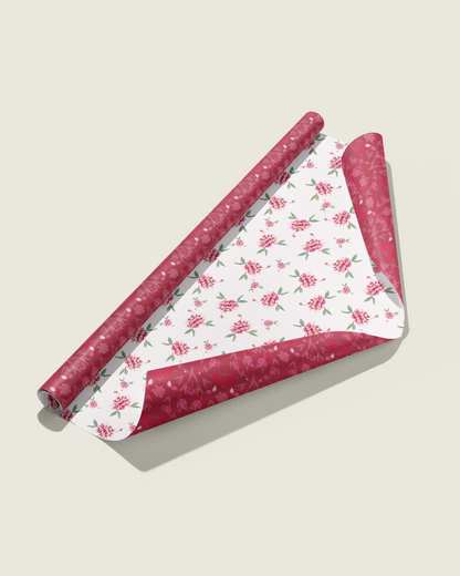 Gina's Pink Petals Double-Sided Gift Wrap | Roll of 3 Pre-cut Sheets