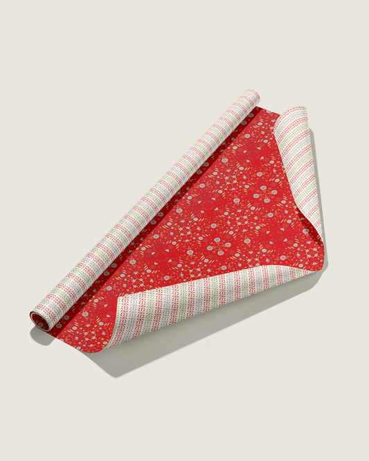 Erika's Peppermint Petals Double-Sided Gift Wrap | Roll of 3 Pre-cut Sheets