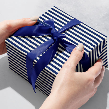 Jose's Navy & White Stripes Gift Wrap | Continuous 5-ft Roll