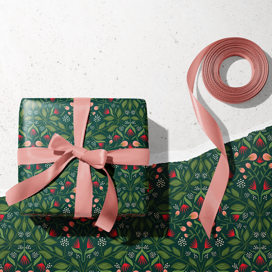 Sara's Emerald Enchantment Gift Wrapping Paper | Roll of 3 Pre-cut Sheets