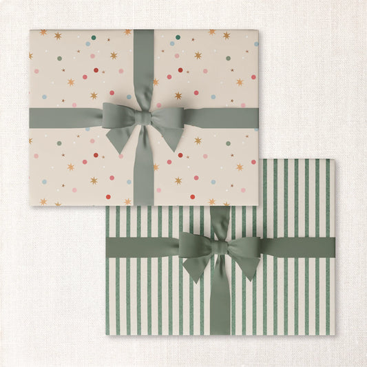 Jessenia's Confetti & Charm Double-Sided Gift Wrapping Paper | Roll of 3 Pre-cut Sheets