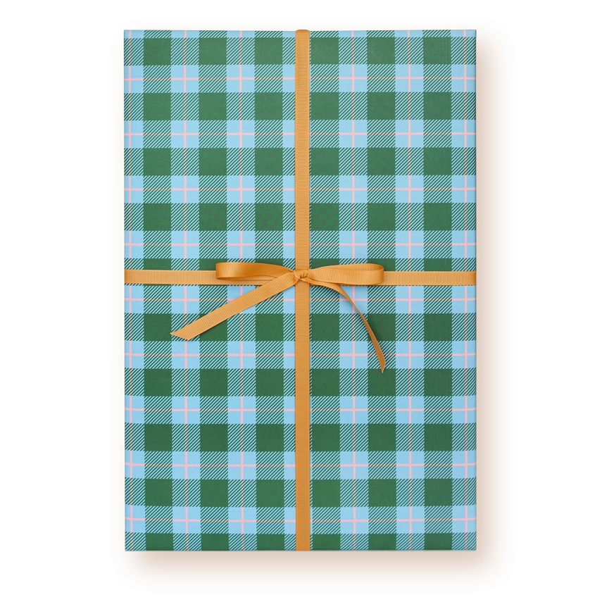 Eddie's Evergreen & Blue Plaid Gift Wrap | Single Sheet