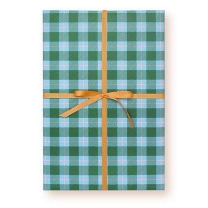 Eddie's Evergreen & Blue Plaid Gift Wrap | Single Sheet