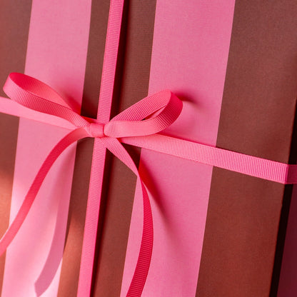 Sarita's Bordeaux & Blush Striped Gift Wrap | Single Sheet