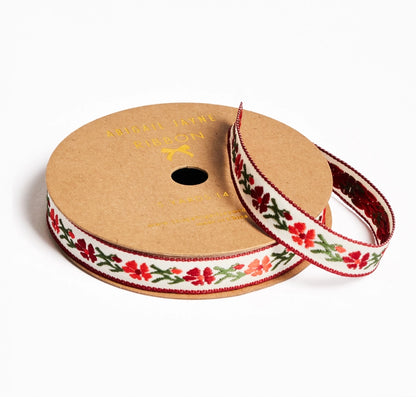 Jasmine's Jeweled Garden Red Floral Ribbon